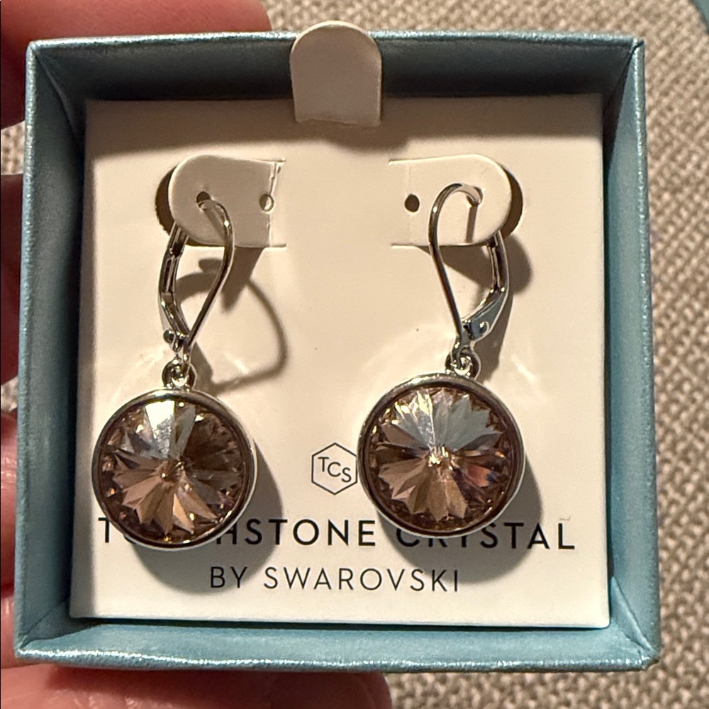 Touchstone Crystal by Swarovski Dusty Pink Lulu Earrings NEW